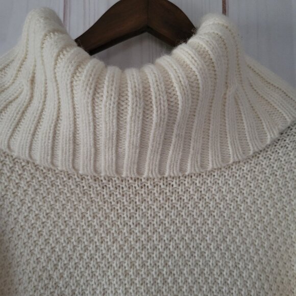 Talbots Chunky Knit Cowl Neck ¾ Length Sleeve Sweater, Women’s Petite M, Cream - Picture 6 of 11
